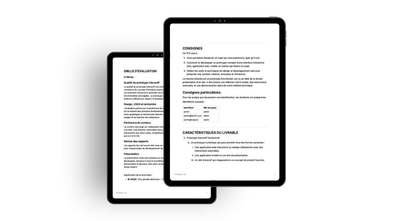 mockup d'un écran d'ordinateur contenant le briefing du projet